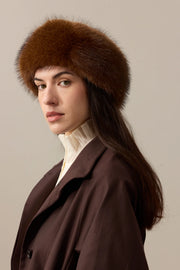 helen moore Huff faux fur head band - mahogany