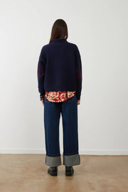Orfeo Egee jacquard jumper - navy / burgundy