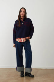 Orfeo Egee jacquard jumper - navy / burgundy