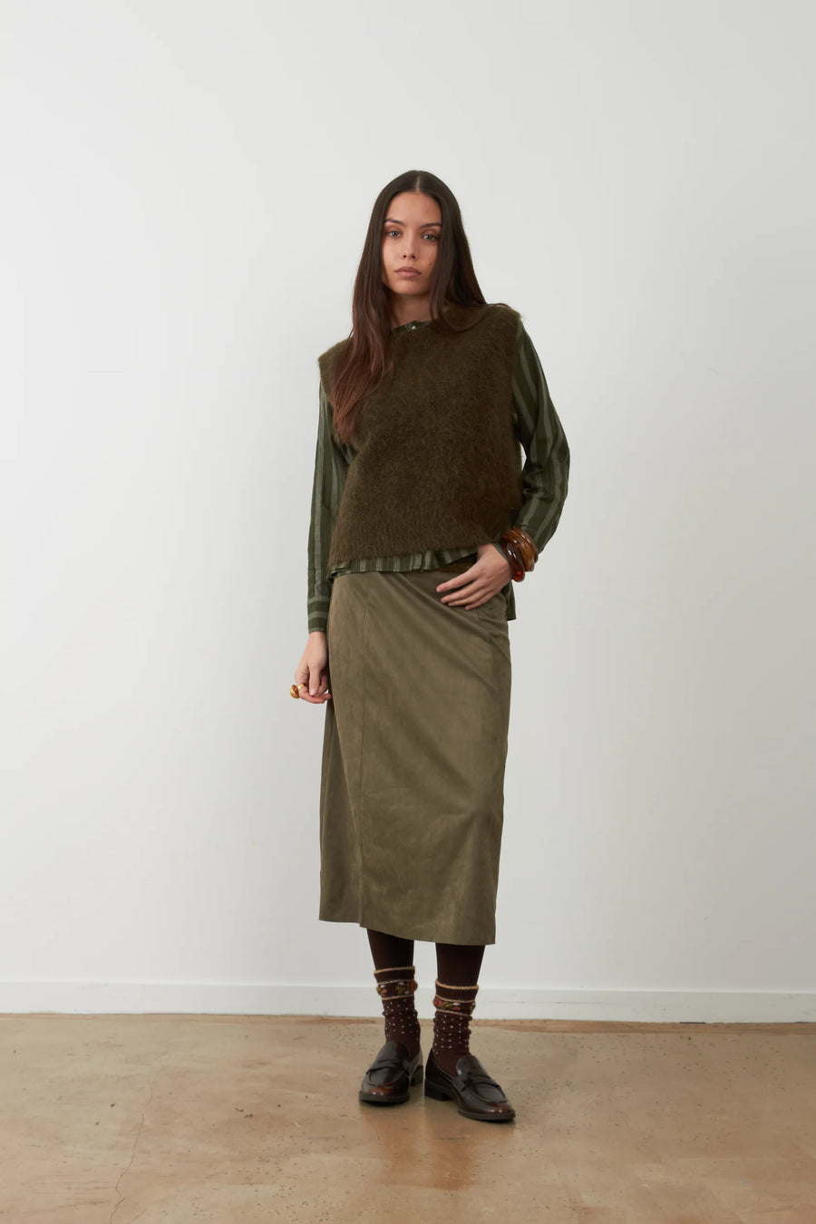 Orfeo knitted tank top  - khaki