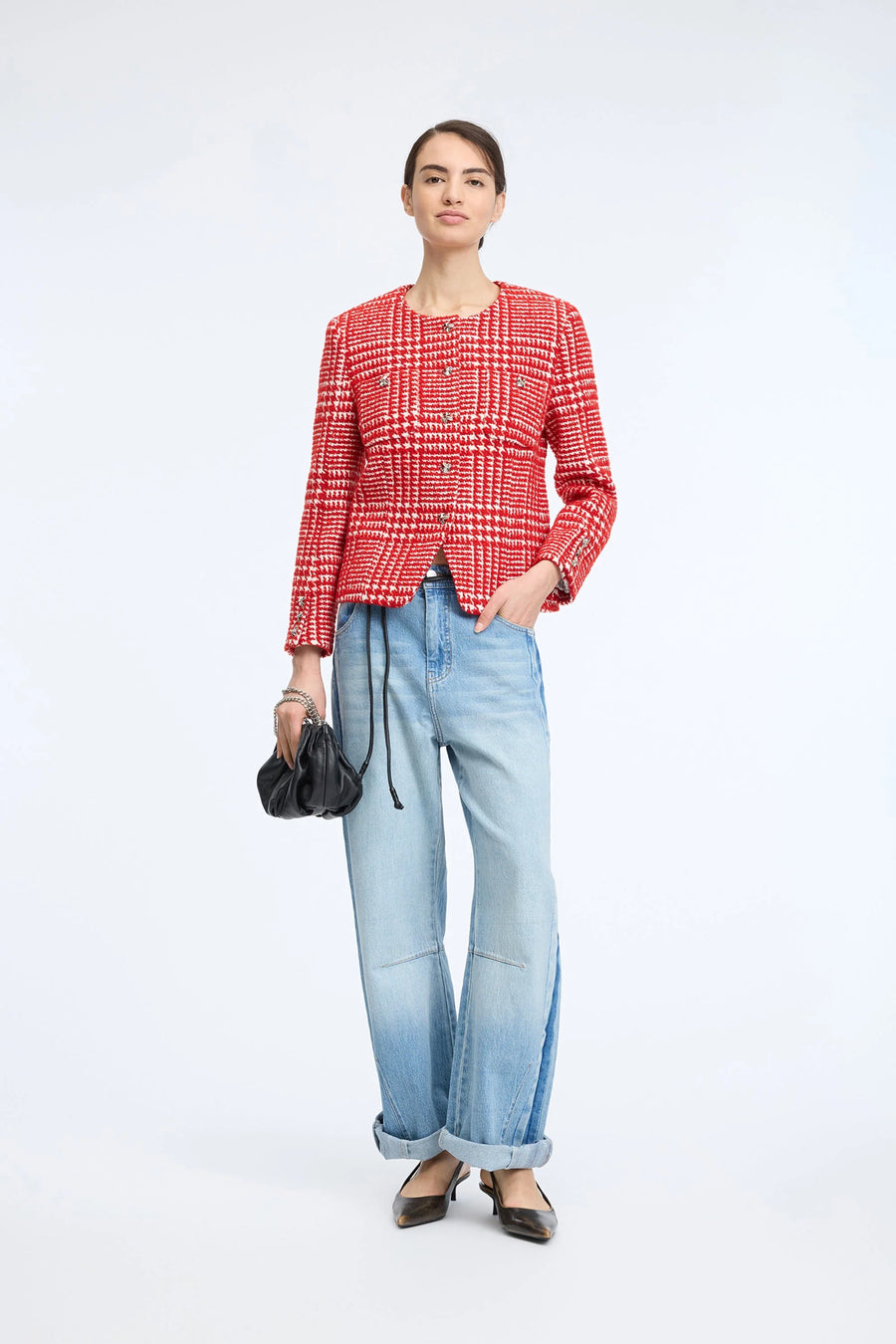 Munthe Clora check jacket - red
