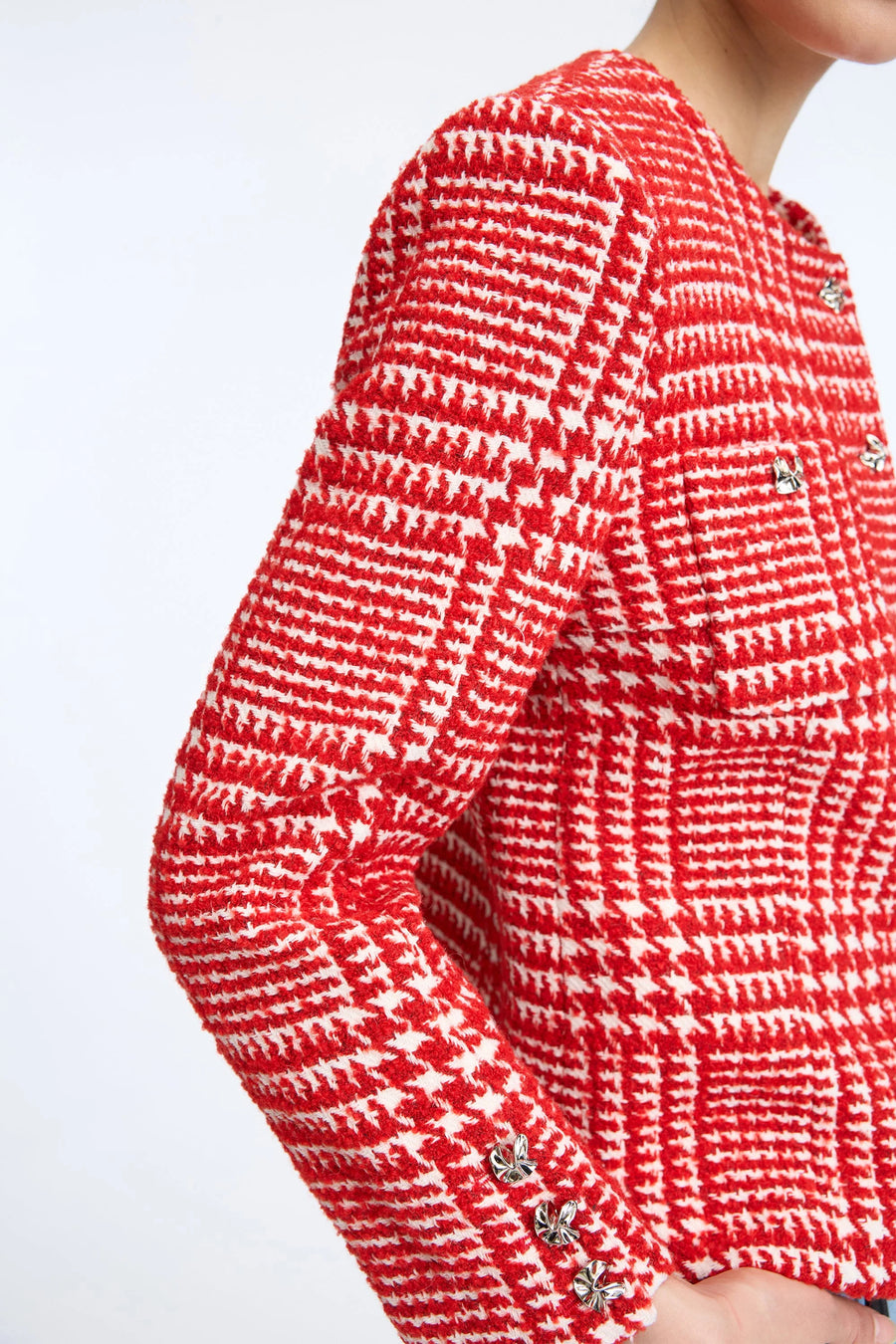 Munthe Clora check jacket - red