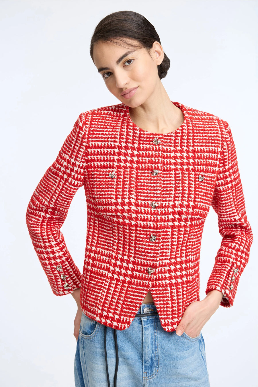 Munthe Clora check jacket - red