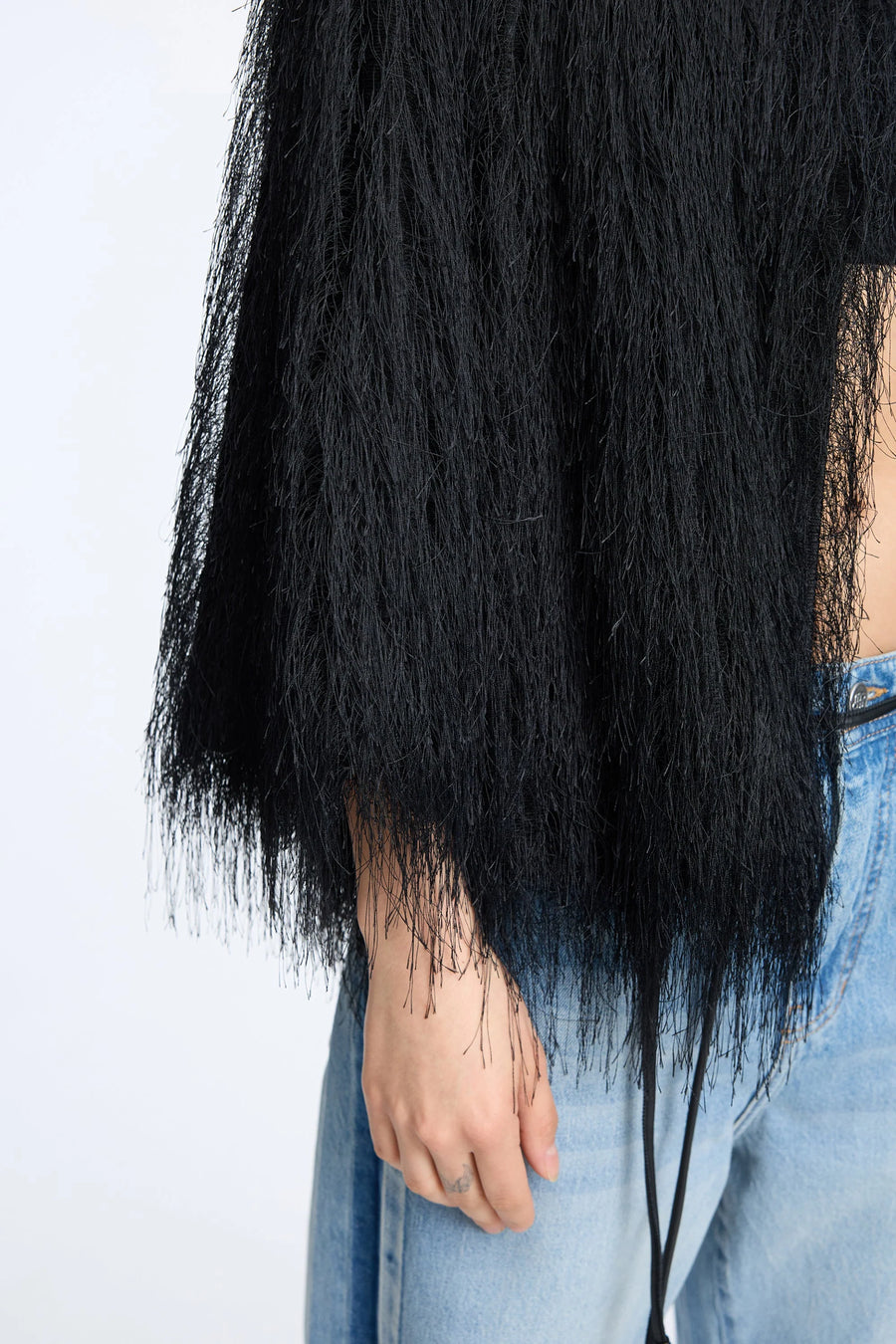 Munthe Cyanna fringe jacket - black