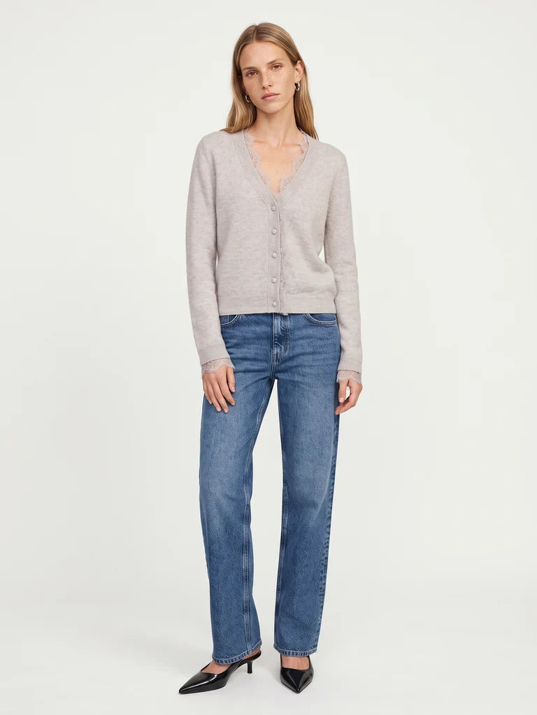 Mos mosh Helmi lace knit cardigan - light grey