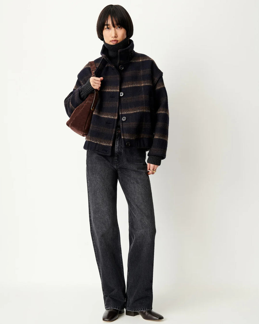 Sessùn Paolino check jacket - navy