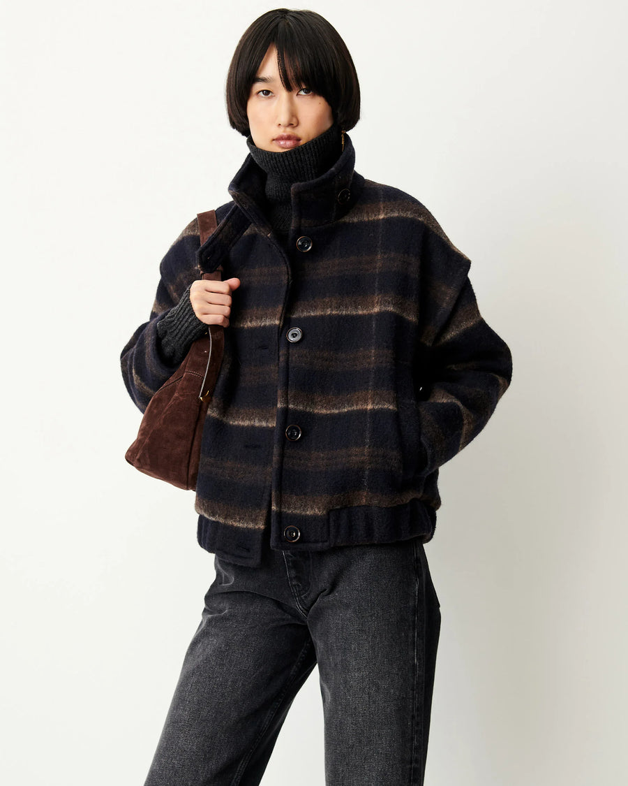Sessùn Paolino check jacket - navy