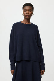 Soft Goat boyfriend crewneck cashmere jumper - navy