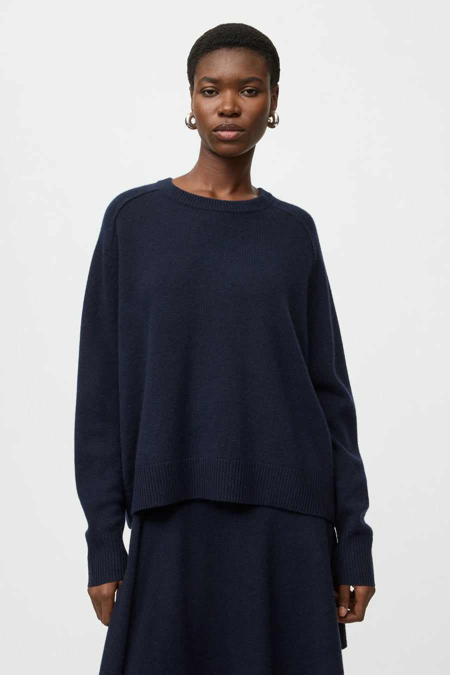 Soft Goat boyfriend crewneck cashmere jumper - navy