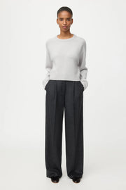 Soft Goat crew neck cashmere long sleeved top - quiet grey