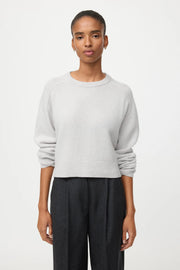 Soft Goat crew neck cashmere long sleeved top - quiet grey