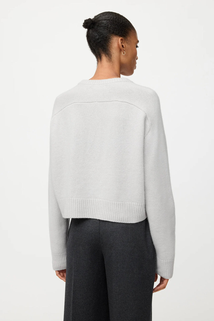 Soft Goat crew neck cashmere long sleeved top - quiet grey