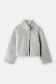 Soft Goat Shearling short jacket - quiet grey