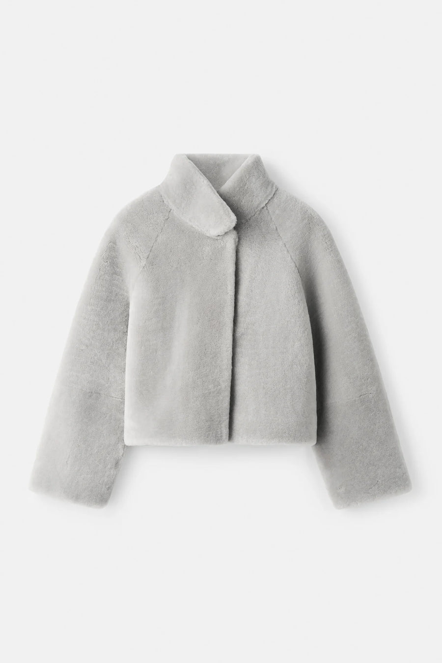 Soft Goat Shearling short jacket - quiet grey