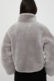 Soft Goat Shearling short jacket - quiet grey