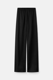 Soft Goat straight silk trouser- black