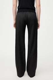 Soft Goat straight silk trouser- black
