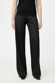 Soft Goat straight silk trouser- black
