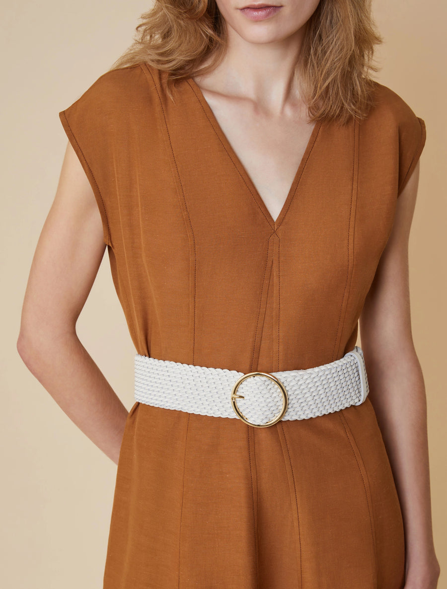 Penny Black Vadet weave leather belt - ivory