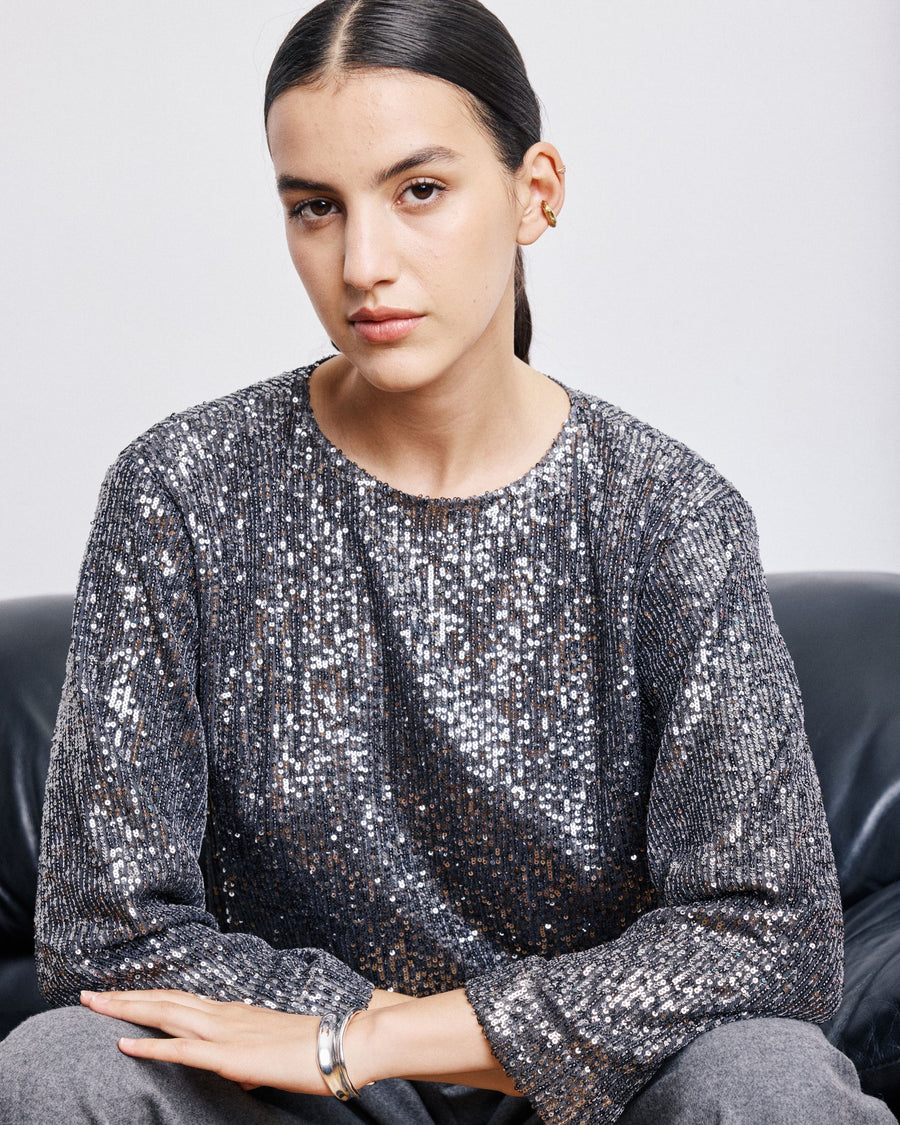 Hartford Harper sequin top - silver
