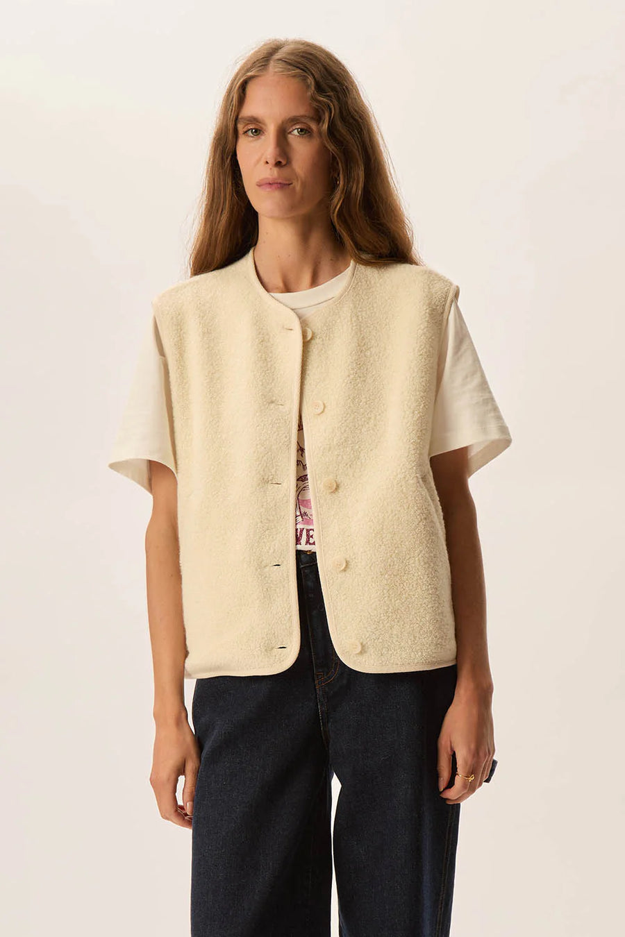 Des Petits Haut Zlata teddy gillet - cream
