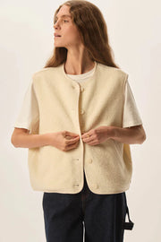 Des Petits Haut Zlata teddy gillet - cream