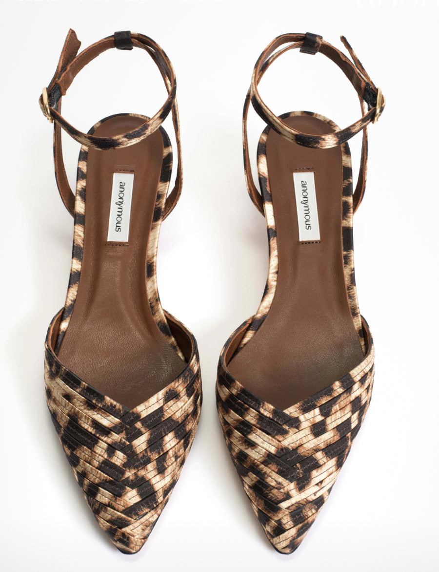 Anonymous Copenhagen Givia satin leopard  print shoe