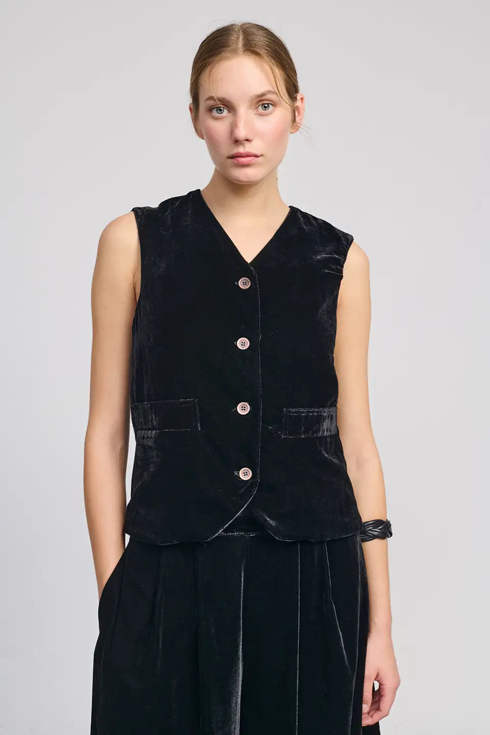 Beatriz Furest Harris velvet waistcoat/top - black