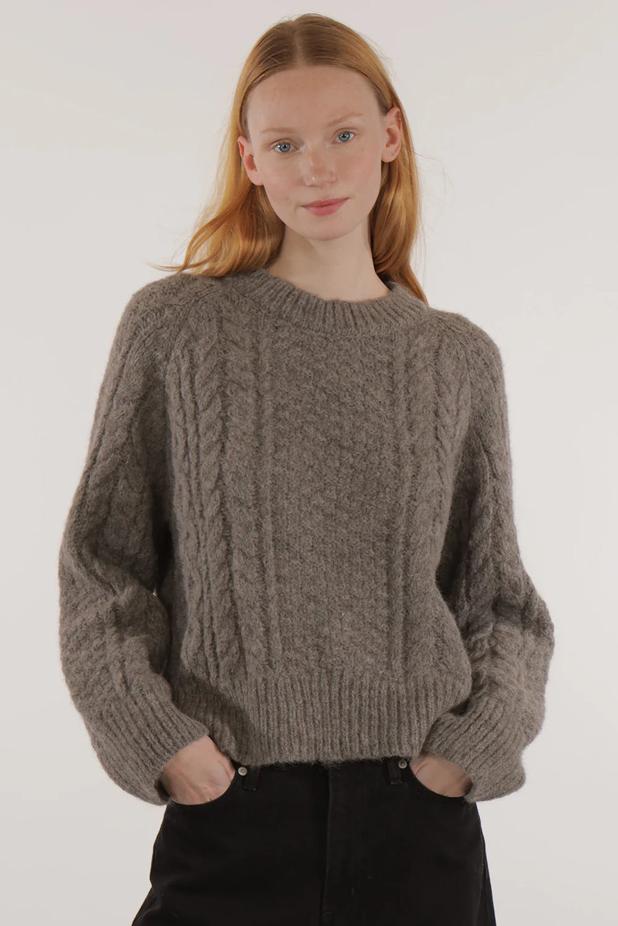 Les Racines du Ciel Ivan cable jumper - dark grey