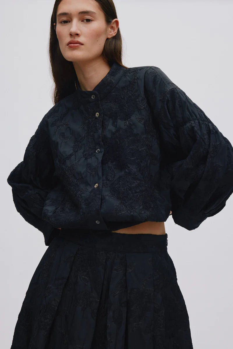 Rabens Saloner Jacquard shirt jacket - black