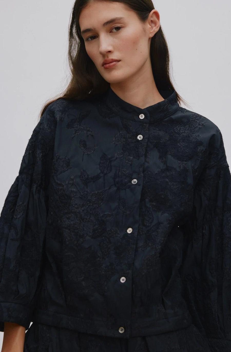 Rabens Saloner Jacquard shirt jacket - black