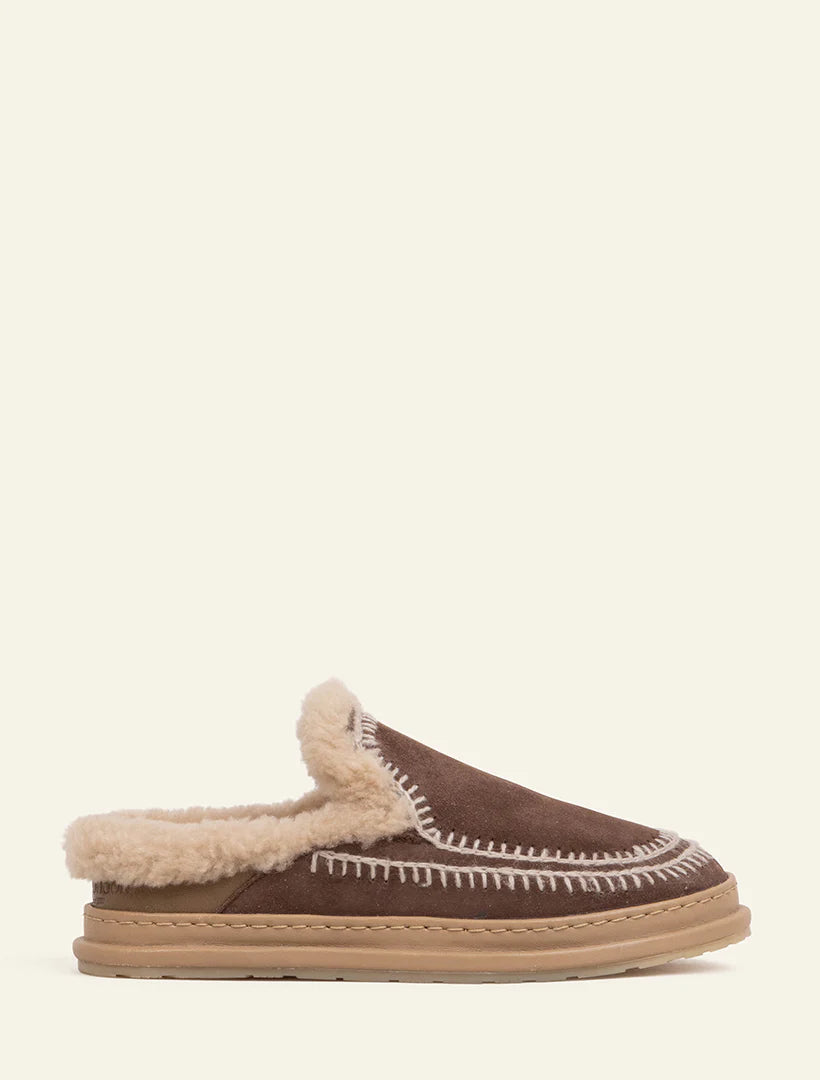 Laidback London Jun4.1 choc suede slipper