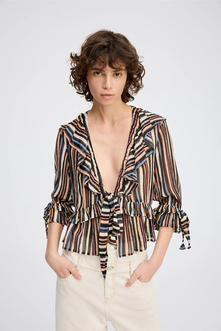 Munthe Ryley ruffle striped top