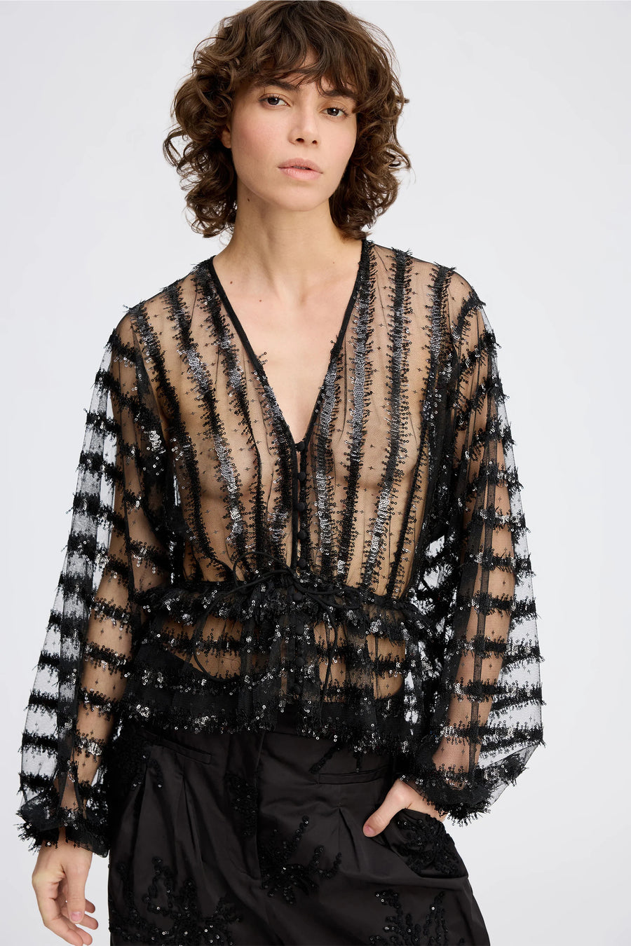 Munthe Remona embellished top - black