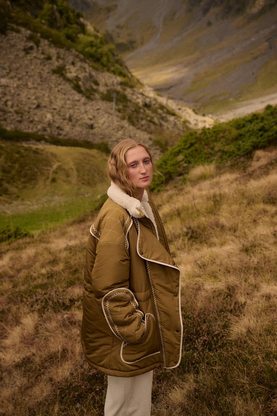 Louise Misha Tanya embroidered coat - olive