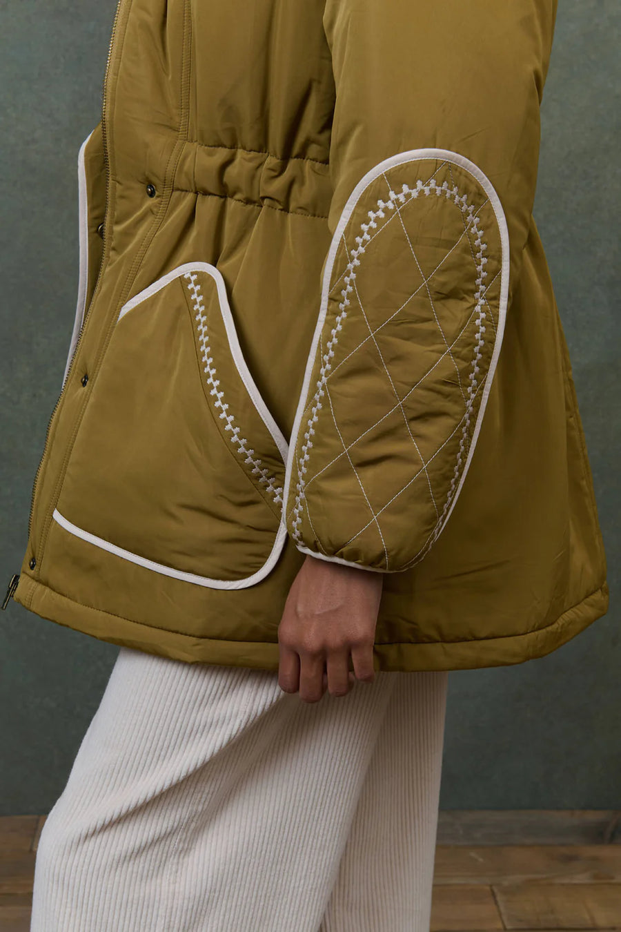 Louise Misha Tanya embroidered coat - olive