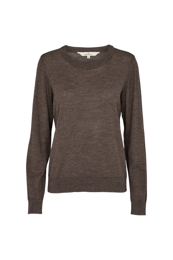 Basic Apparel Vera merino crew neck jumper - brown marl