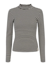 Esme Studio blossom stripe long sleeved turtleneck - Snow White & black