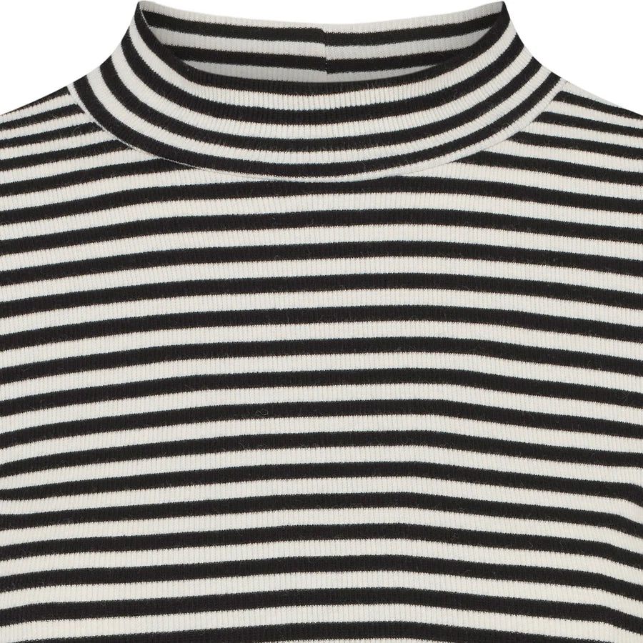 Esme Studio blossom stripe long sleeved turtleneck - Snow White & black