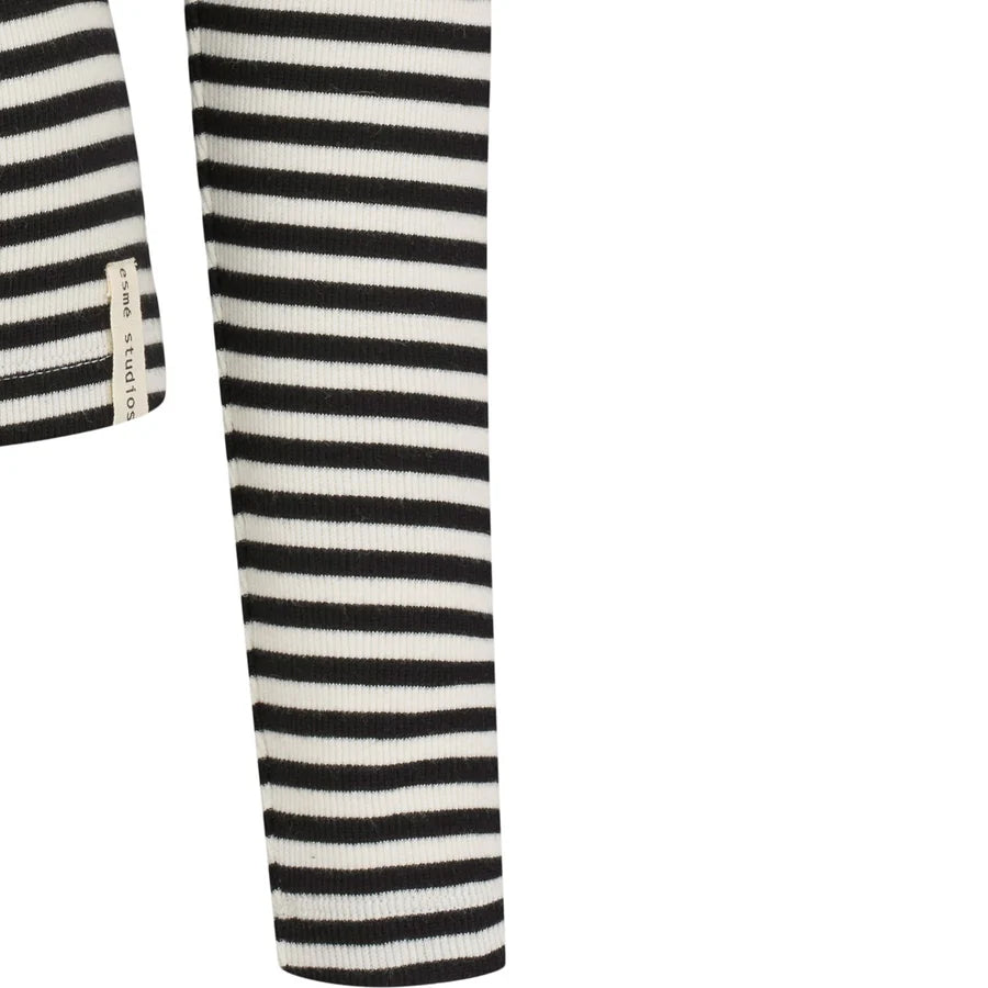 Esme Studio blossom stripe long sleeved turtleneck - Snow White & black