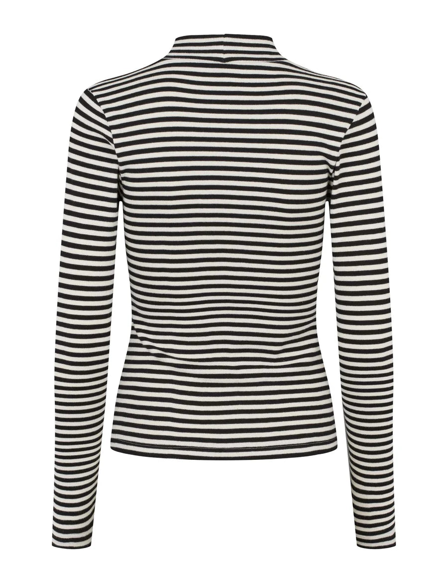 Esme Studio blossom stripe long sleeved turtleneck - Snow White & black