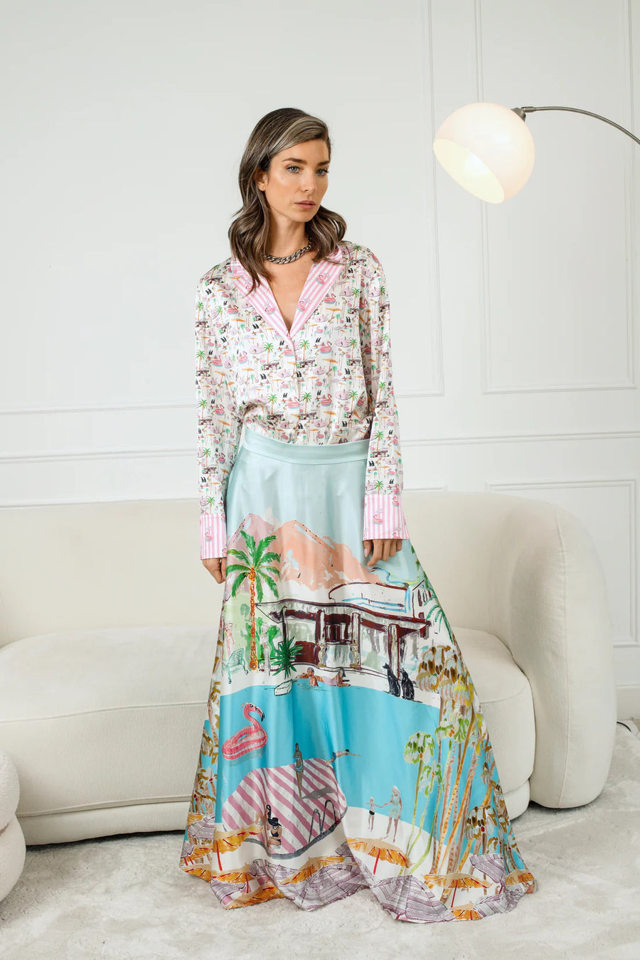 Jessica Russell Flint (JRF)  PINK flamingo maxi skirt