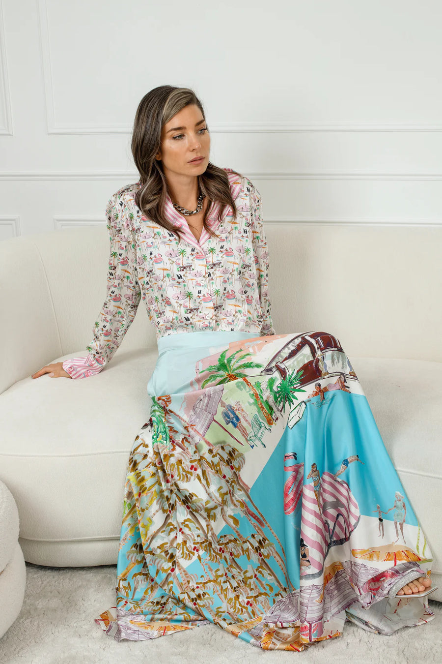 Jessica Russell Flint (JRF)  PINK flamingo maxi skirt