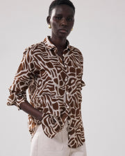 Hartford Corazon printed shirt - natural and brown