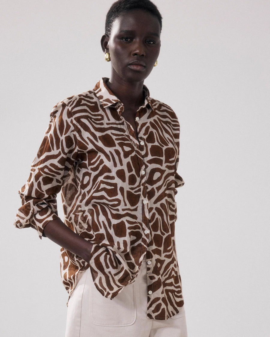 Hartford Corazon printed shirt - natural and brown