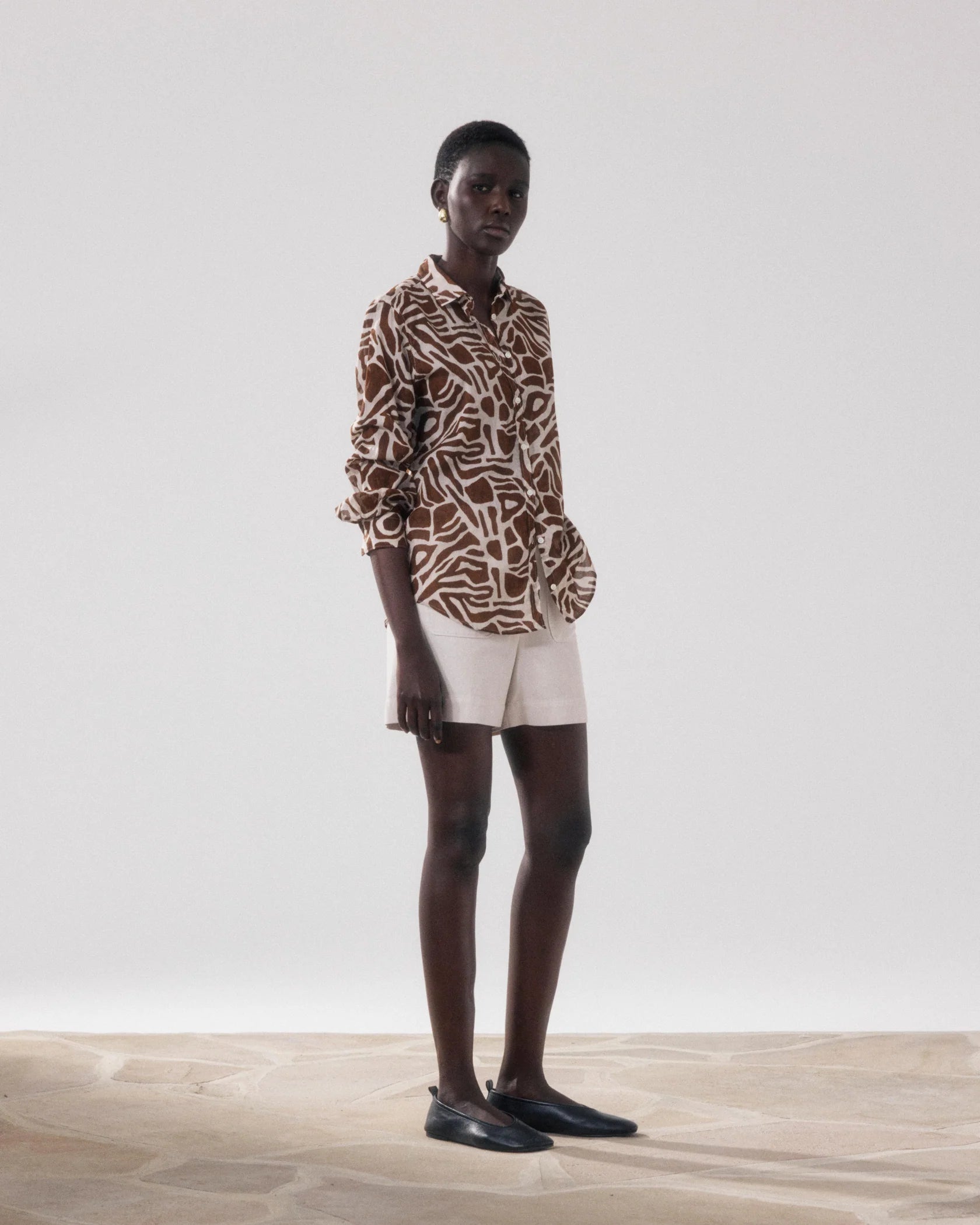 Hartford Corazon printed shirt - natural and brown