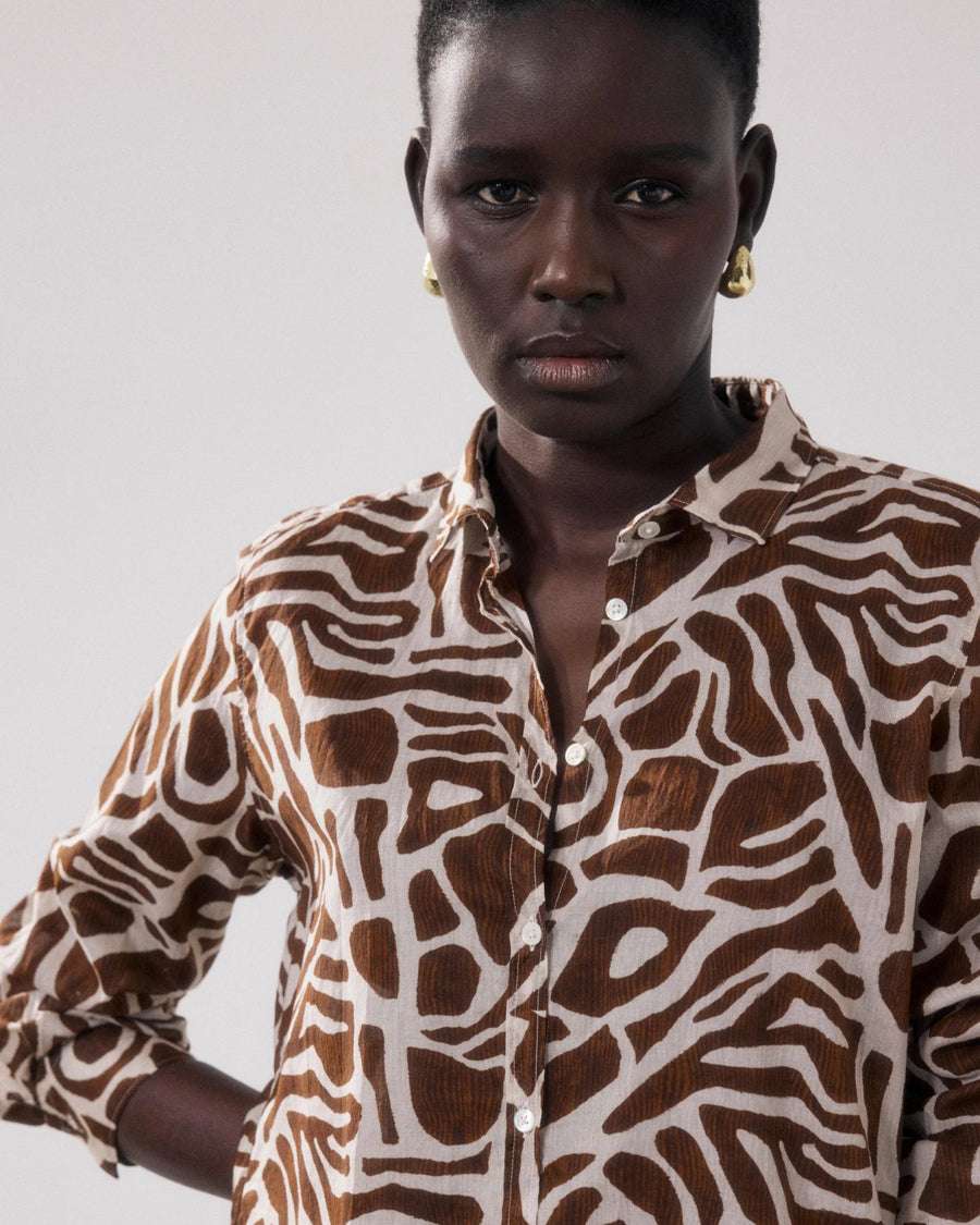 Hartford Corazon printed shirt - natural and brown