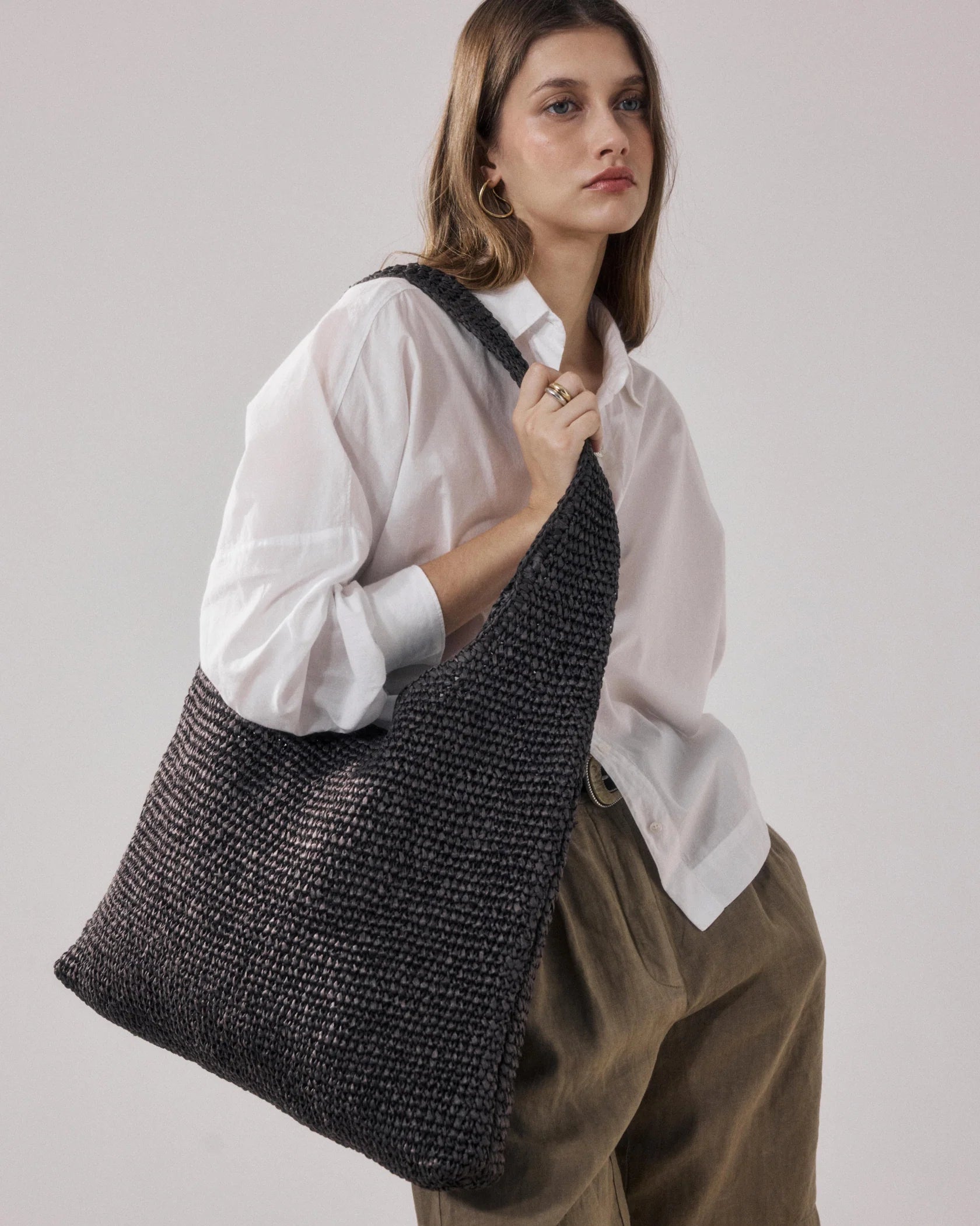 Hartford Amalya weave bag - chocolate