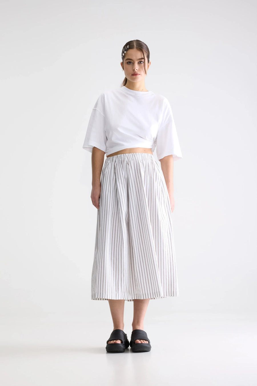 Bellerose Cinley skirt - white / khaki stripe