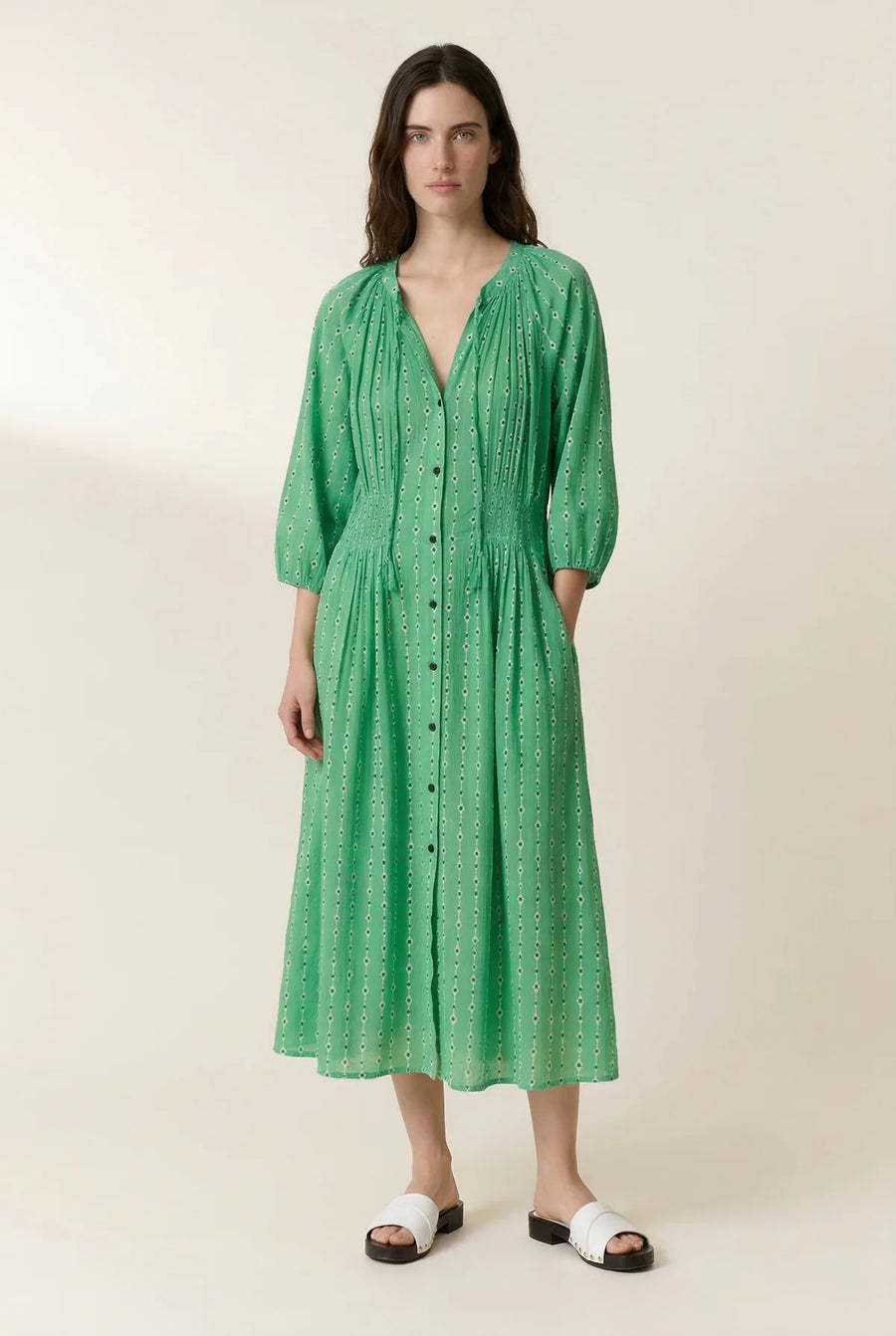 Leon & Harper Roudy green print dress
